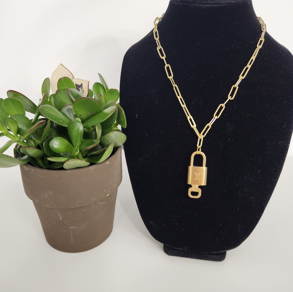 Louis Vuitton Lock Necklace On Unbranded Chain